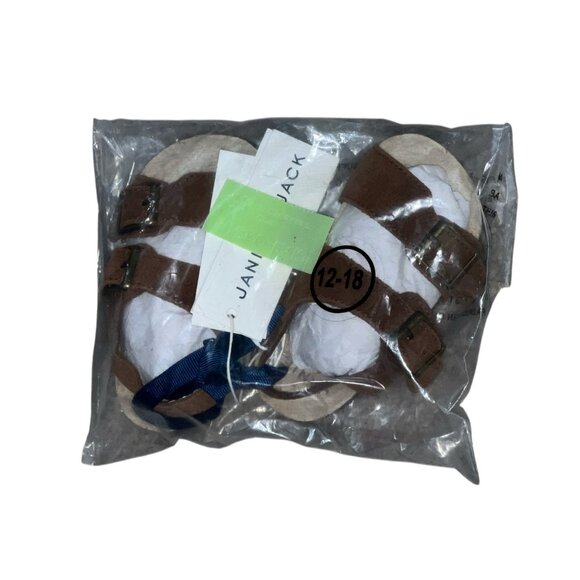 Janie & Jack Leather Buckle Sandal Sz 12-18 Months Brown - Picture 3 of 11